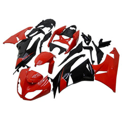 Kawasaki ZX-6R / 636 2009-2012 Black and Red with Pinstripes fairing kit front view