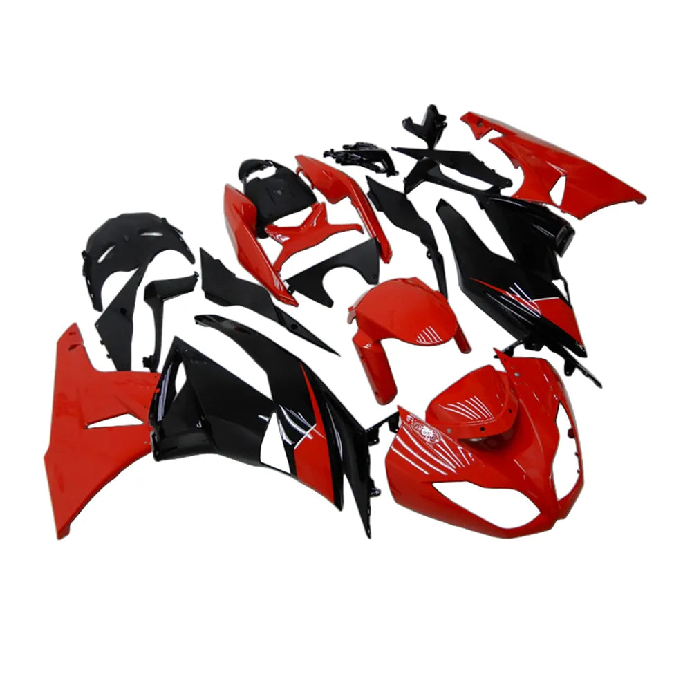 Kawasaki ZX-6R / 636 2009-2012 Black and Red with Pinstripes fairing kit left side view