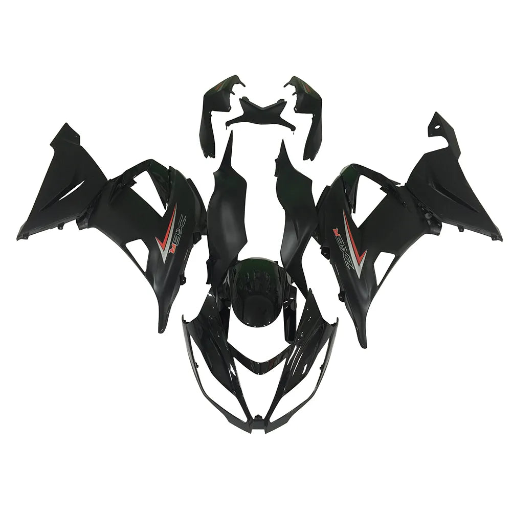 Kawasaki ZX-6R / 636 2013-2018 Gloss Black and Matte Black fairing kit front view