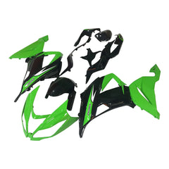 Kawasaki ZX-6R / 636 2013-2018 Green, Black, and White fairing kit left side view