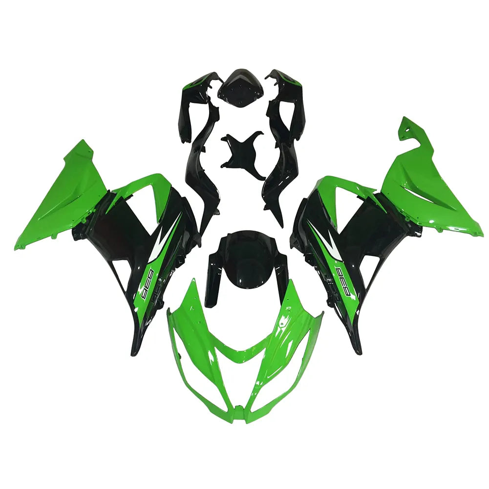 Kawasaki ZX-6R / 636 2013-2018 Green, Black, and White fairing kit front view