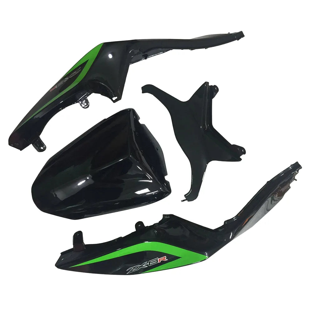 Kawasaki ZX-6R / 636 2013-2018 Green, Black, and White tail section fairing detail view 8