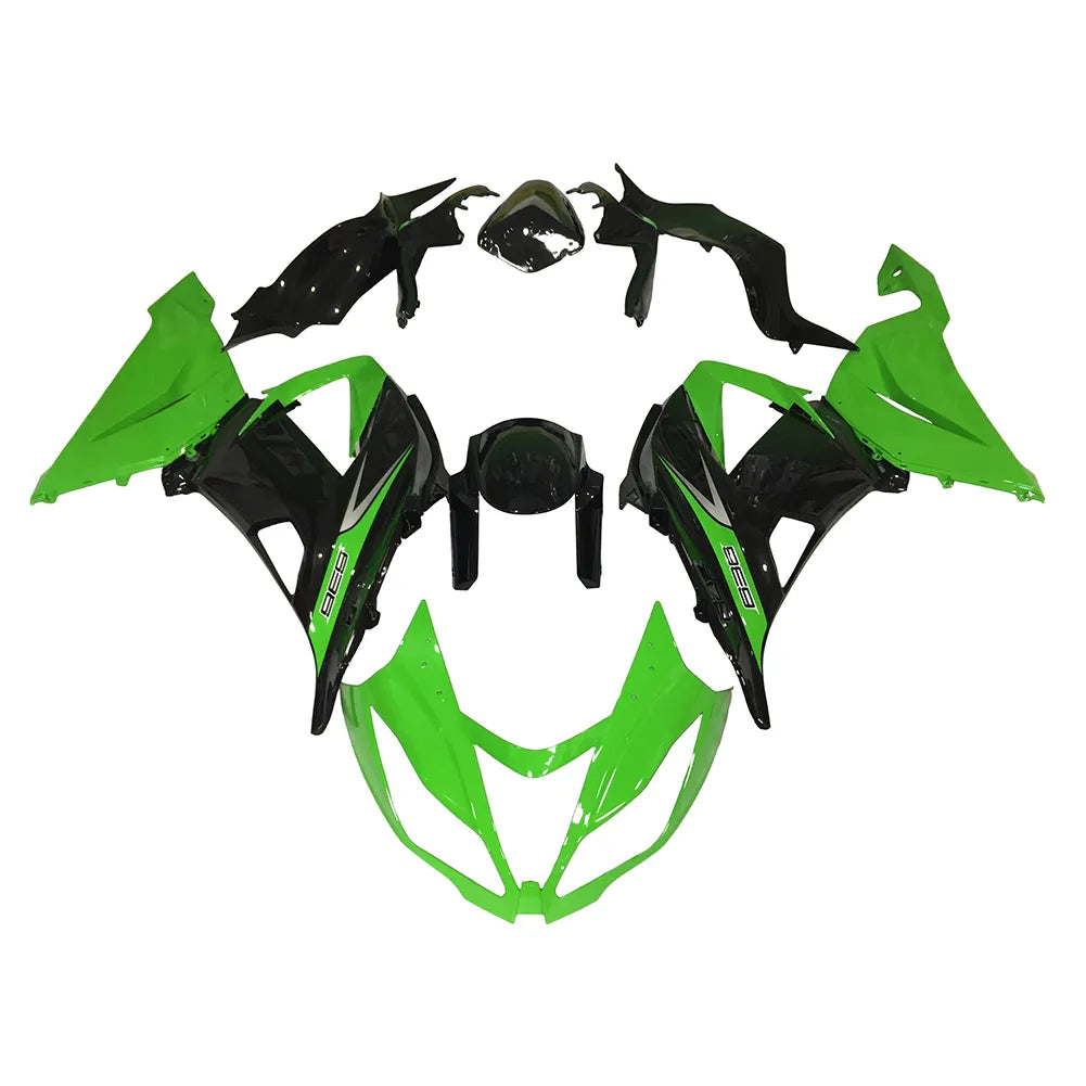 Kawasaki ZX-6R / 636 2013-2018 Green, Black, and Silver full fairing kit set view