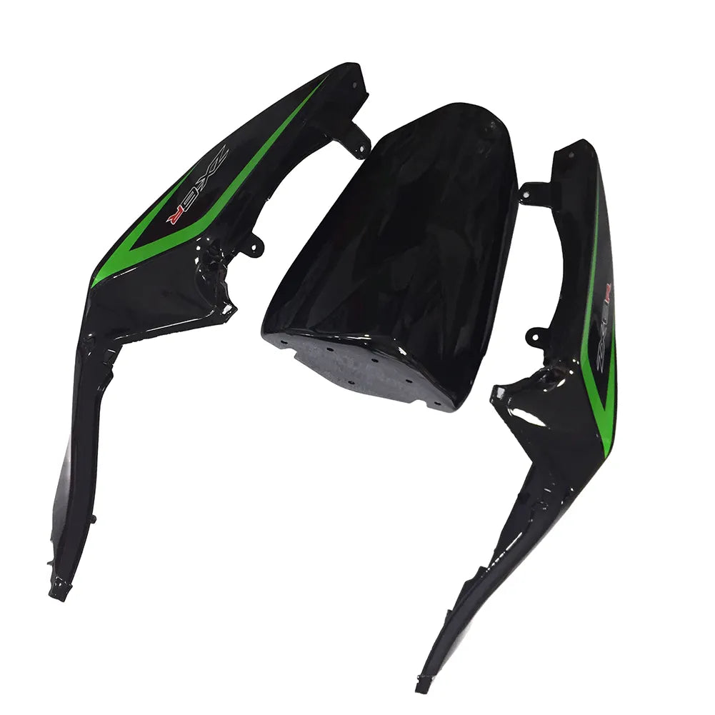 Kawasaki ZX-6R / 636 2013-2018 Green, Black, and Silver tail section fairing detail view 9