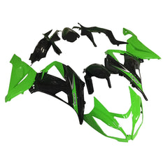 Kawasaki ZX-6R / 636 2013-2018 Green, Black, and Silver fairing kit left side view