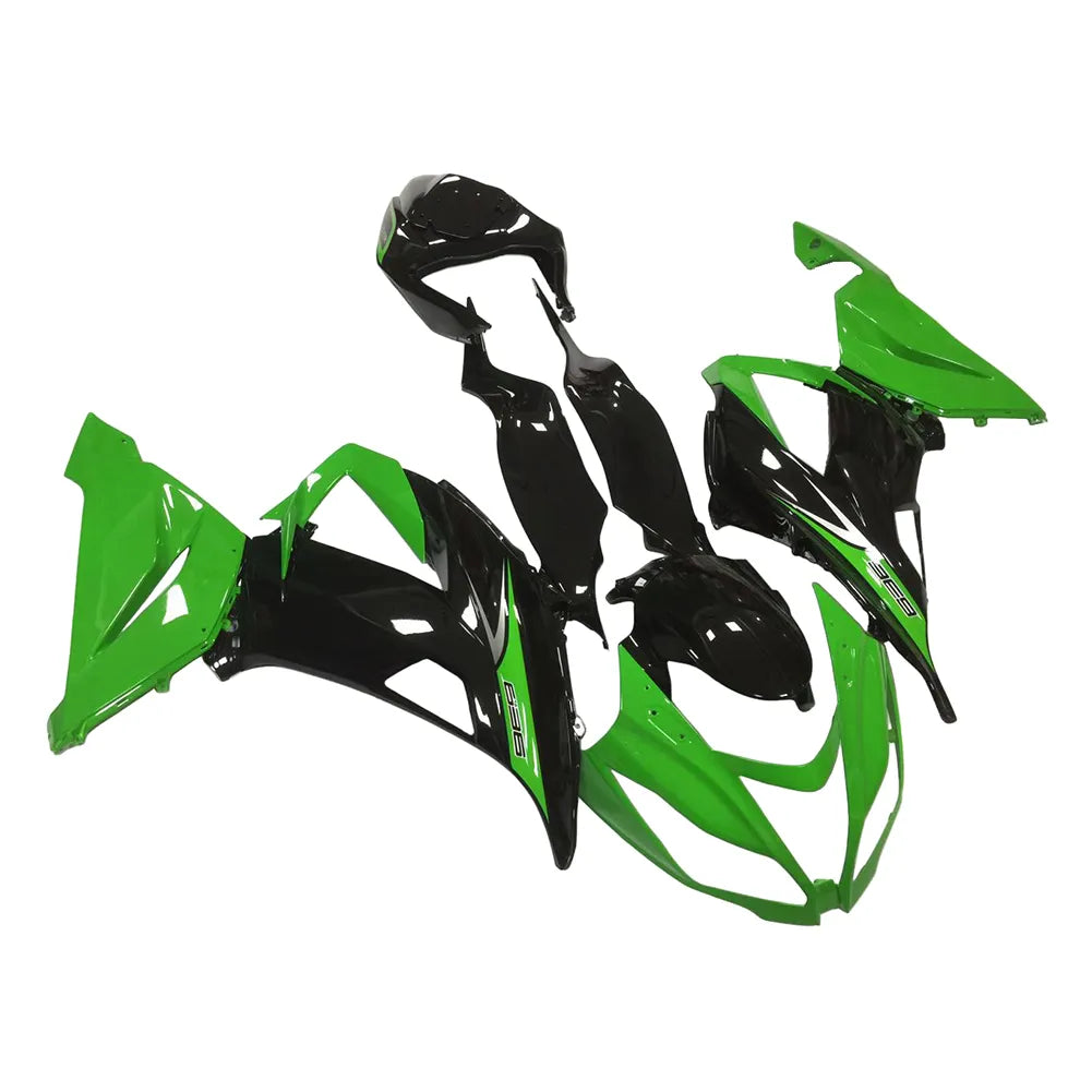 Kawasaki ZX-6R / 636 2013-2018 Green, Black, and Silver tail section fairing detail view 1