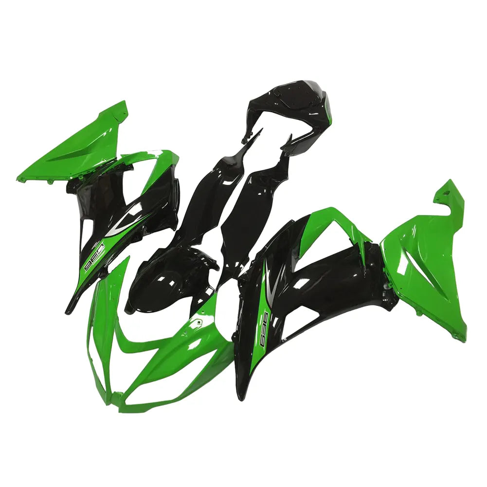 Kawasaki ZX-6R / 636 2013-2018 Green, Black, and Silver tail section fairing side view