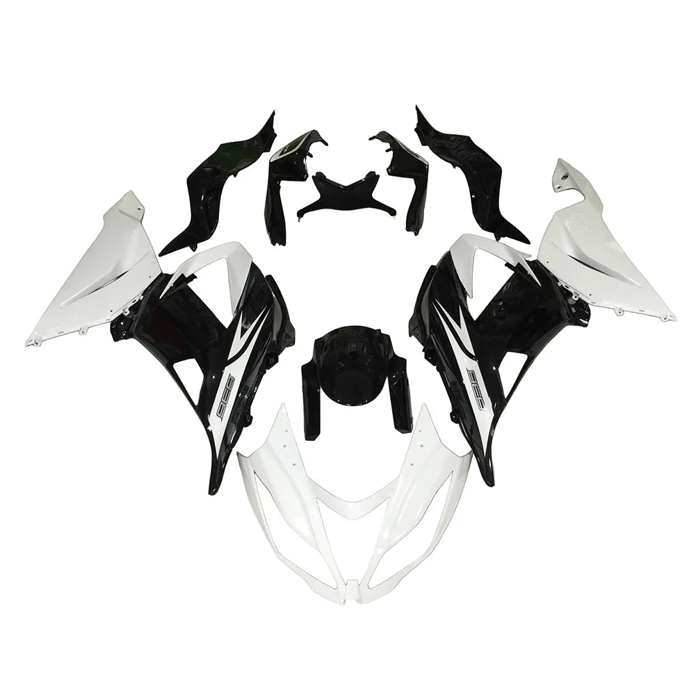 Kawasaki ZX-6R / 636 2013-2018 White and Black fairing kit front view