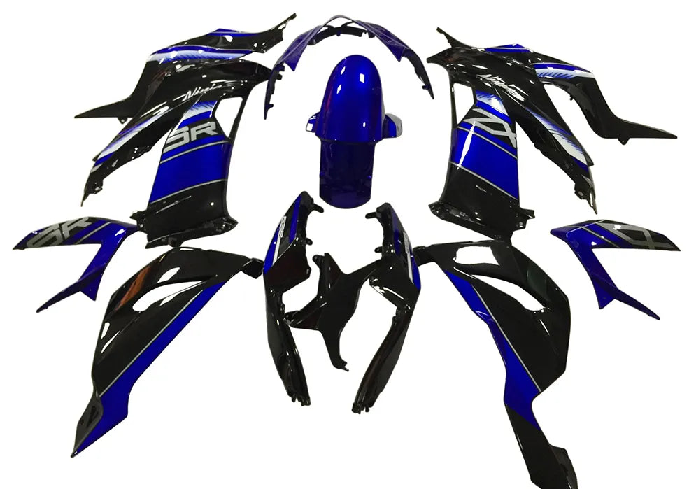 Kawasaki ZX-6R / 636 2013-2018 Blue, White, and Black full fairing kit set view
