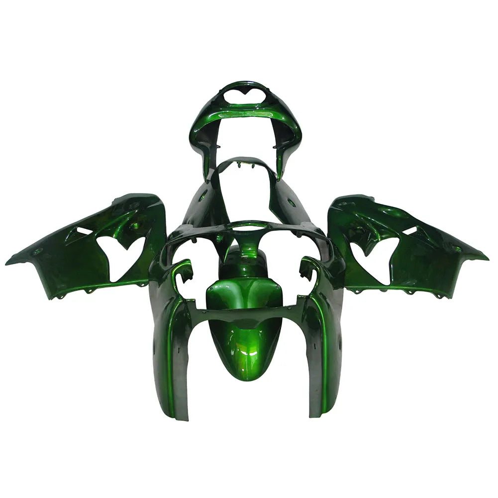 Kawasaki ZX-9R 2000-2001 Pearl Green fairing kit side layout without logos-image 1