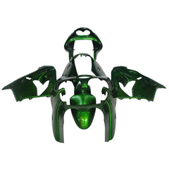 Kawasaki ZX-9R 2000-2001 Pearl Green fairing kit side layout without logos-image 1