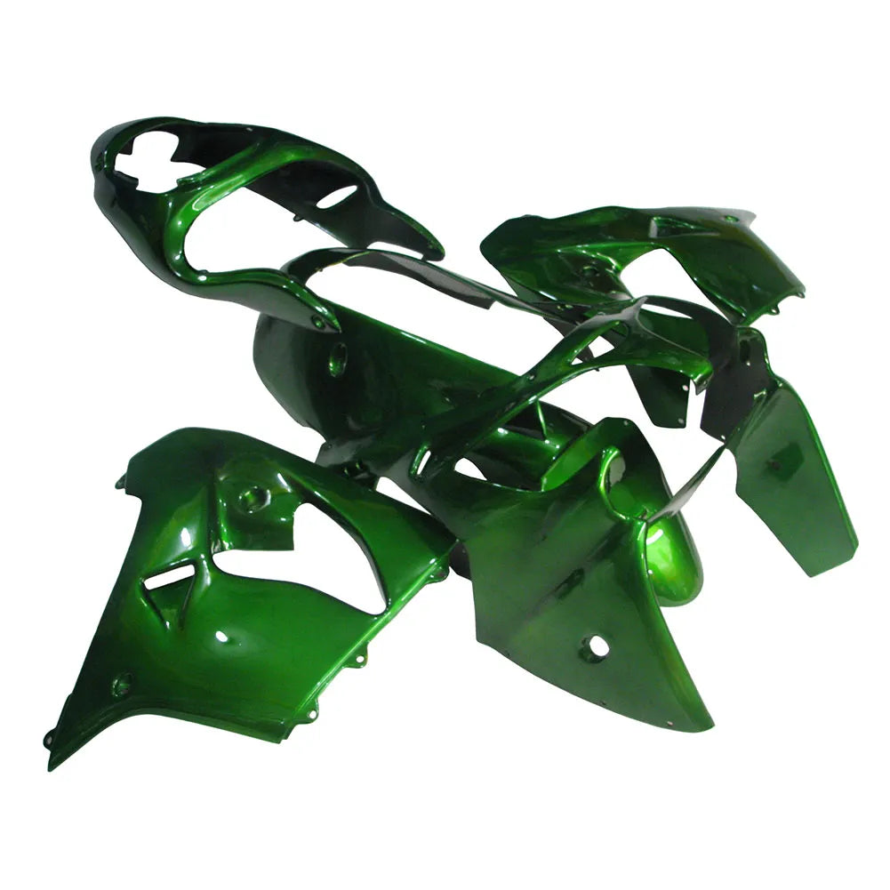Kawasaki ZX-9R 2000-2001 Pearl Green fairing kit side layout without logos-image 2