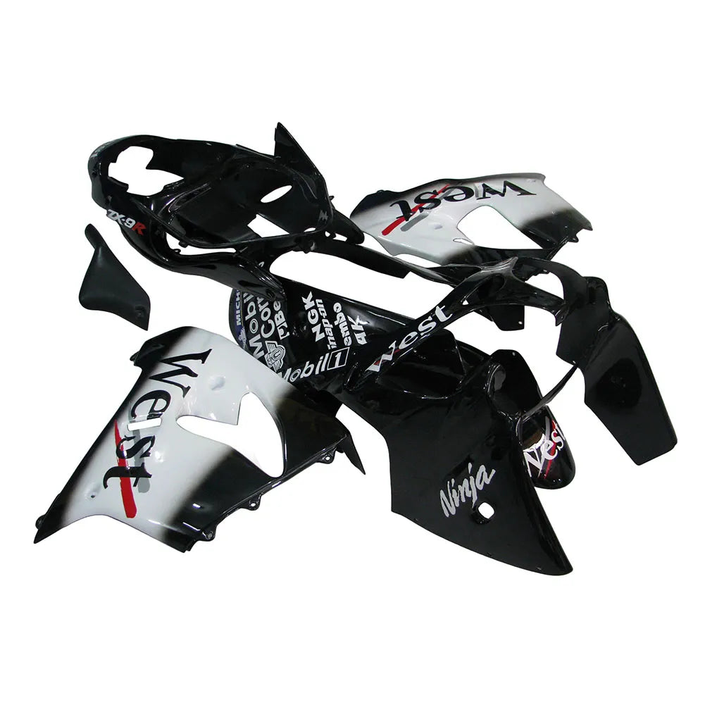 Kawasaki ZX-9R 2000-2001 WEST Edition full fairing kit component layout without logos