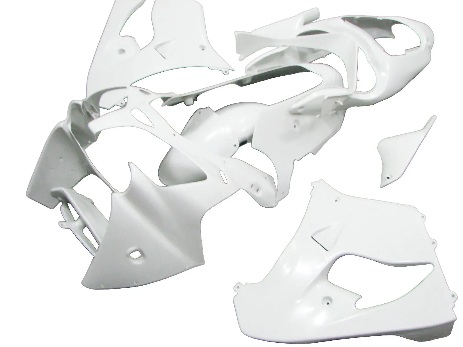 Kawasaki ZX-9R 2000-2001 Plain White fairing kit side layout without logos-image 1