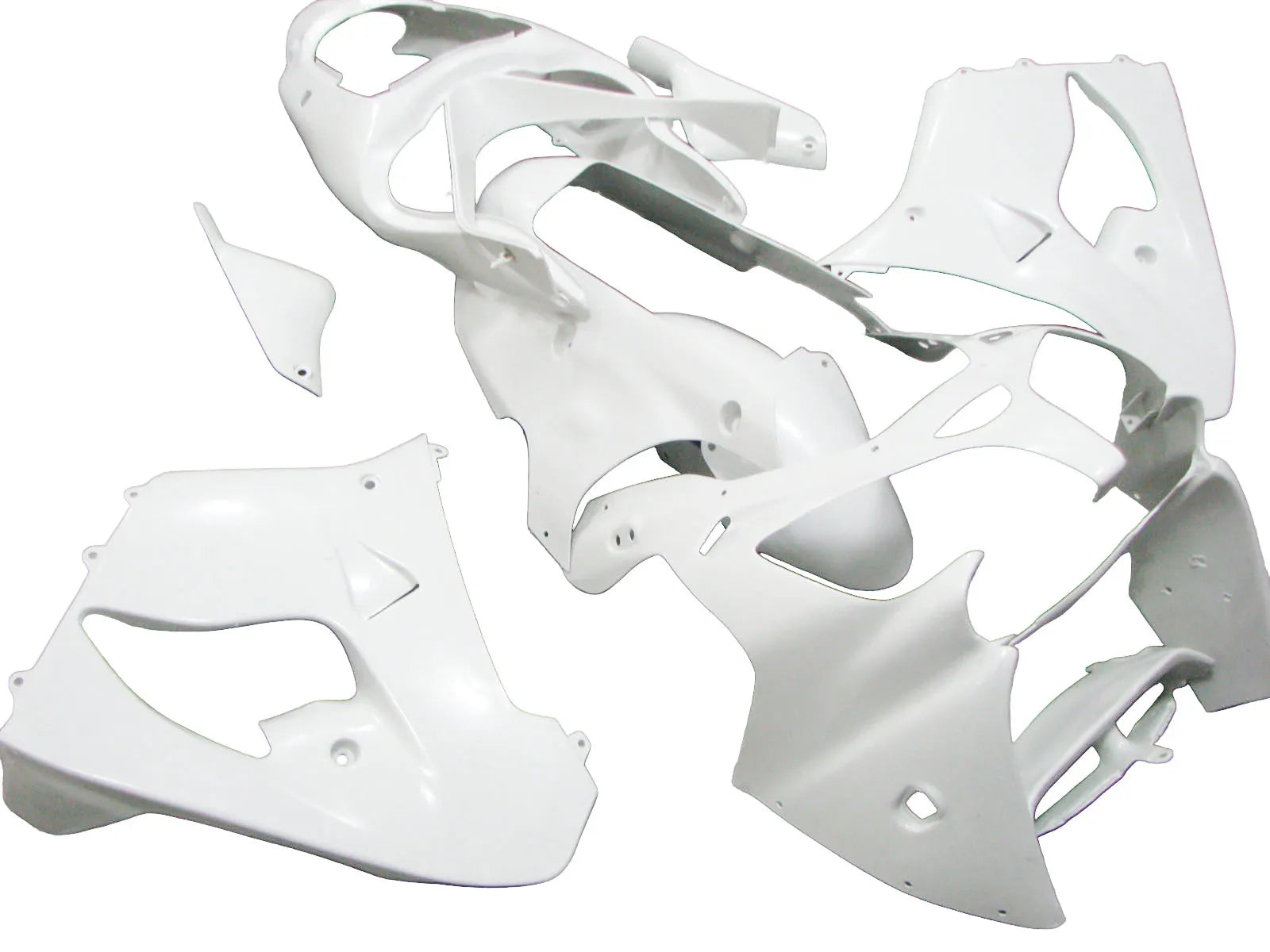 Kawasaki ZX-9R 2000-2001 Plain White fairing kit side layout without logos-image 2