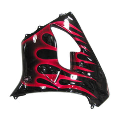Kawasaki ZX-9R 2000-2001 Black Red Flame fairing kit side layout without logos-image 1
