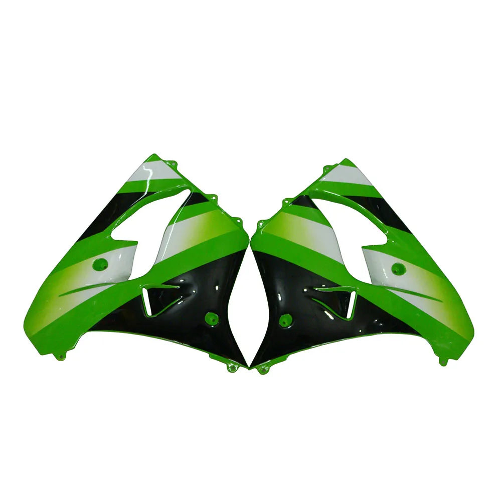 Kawasaki ZX-9R 2000-2001 Green White Black side fairing panels without logos