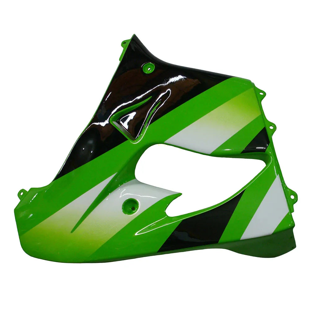 Kawasaki ZX-9R 2000-2001 Green White Black front upper nose fairing without logos