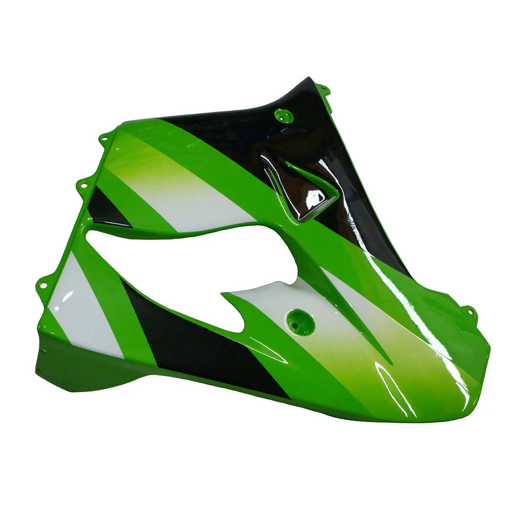 Kawasaki ZX-9R 2000-2001 Green White Black front nose fairing with lower cowl without logos