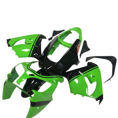 Kawasaki ZX-9R 2000-2001 Green Black No. 14 Edition fairing kit side layout without logos-image 2