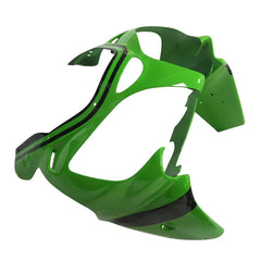 Kawasaki ZX-9R 2000-2001 Green Black No. 14 Edition front nose fairing with lower cowl without logos