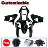 Kawasaki ZX-9R 2000-2001 Black Green Flame Fairing Kit without Logos