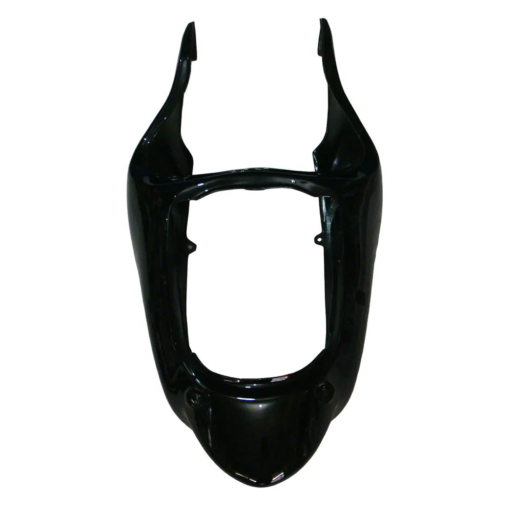 Kawasaki ZX-9R 2000-2001 Black Green Flame fairing kit component detail without logos-image 1