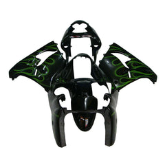 Kawasaki ZX-9R 2000-2001 Black Green Flame tail fairing without logos