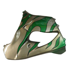 Kawasaki ZX-9R 2000-2001 Silver Pearl Green Flame left side fairing panel without logos