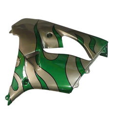 Kawasaki ZX-9R 2000-2001 Silver Pearl Green Flame right side fairing panel without logos