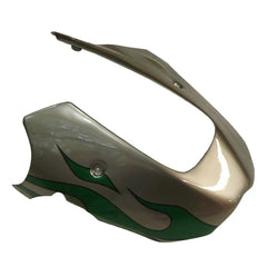 Kawasaki ZX-9R 2000-2001 Silver Pearl Green Flame fairing component detail without logos-image 3