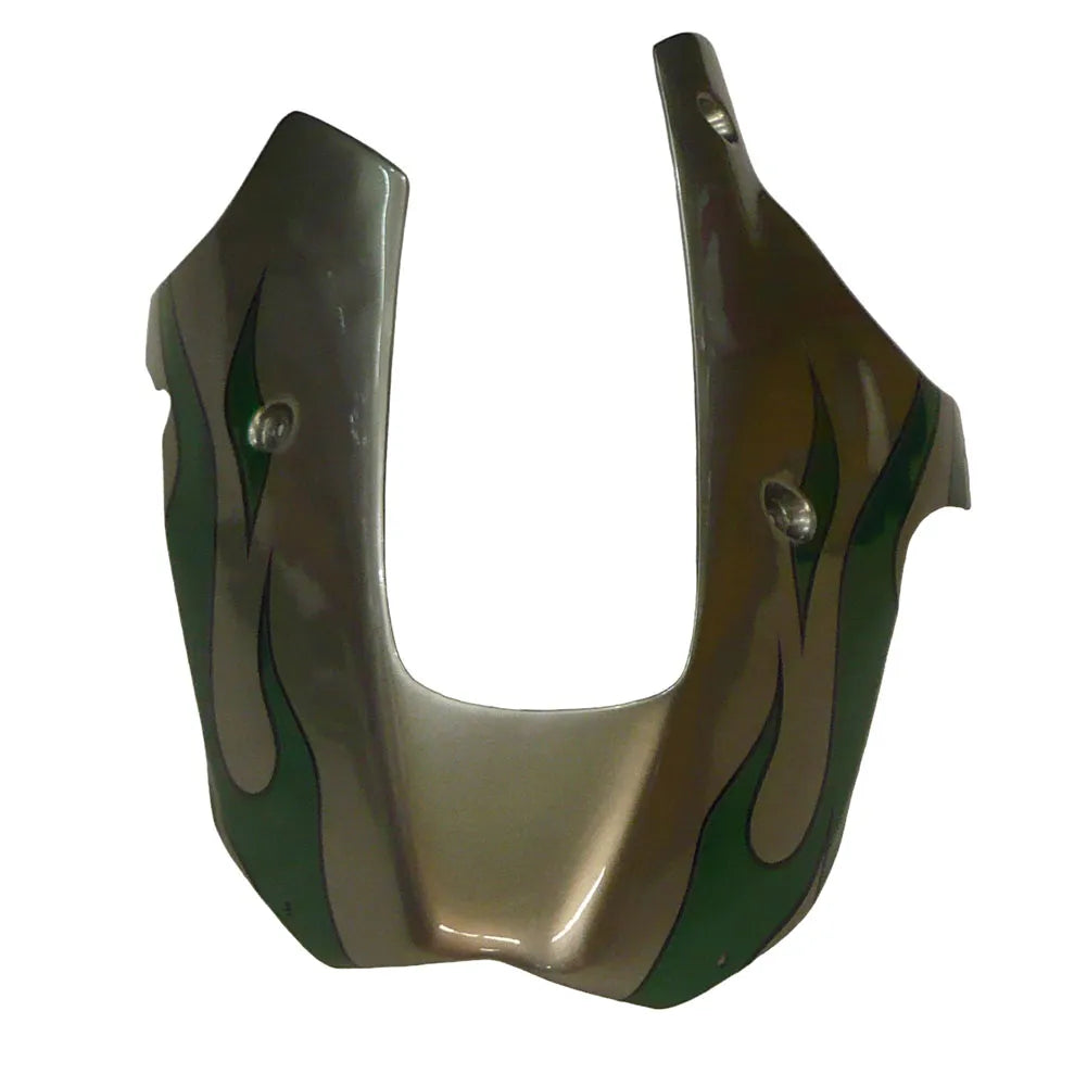 Kawasaki ZX-9R 2000-2001 Silver Pearl Green Flame fairing component detail without logos-image 4