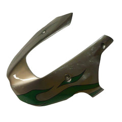 Kawasaki ZX-9R 2000-2001 Silver Pearl Green Flame fairing component detail without logos-image 5