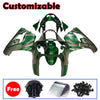 Kawasaki ZX-9R 2000-2001 Silver Pearl Green Flame Fairing Kit without Logos