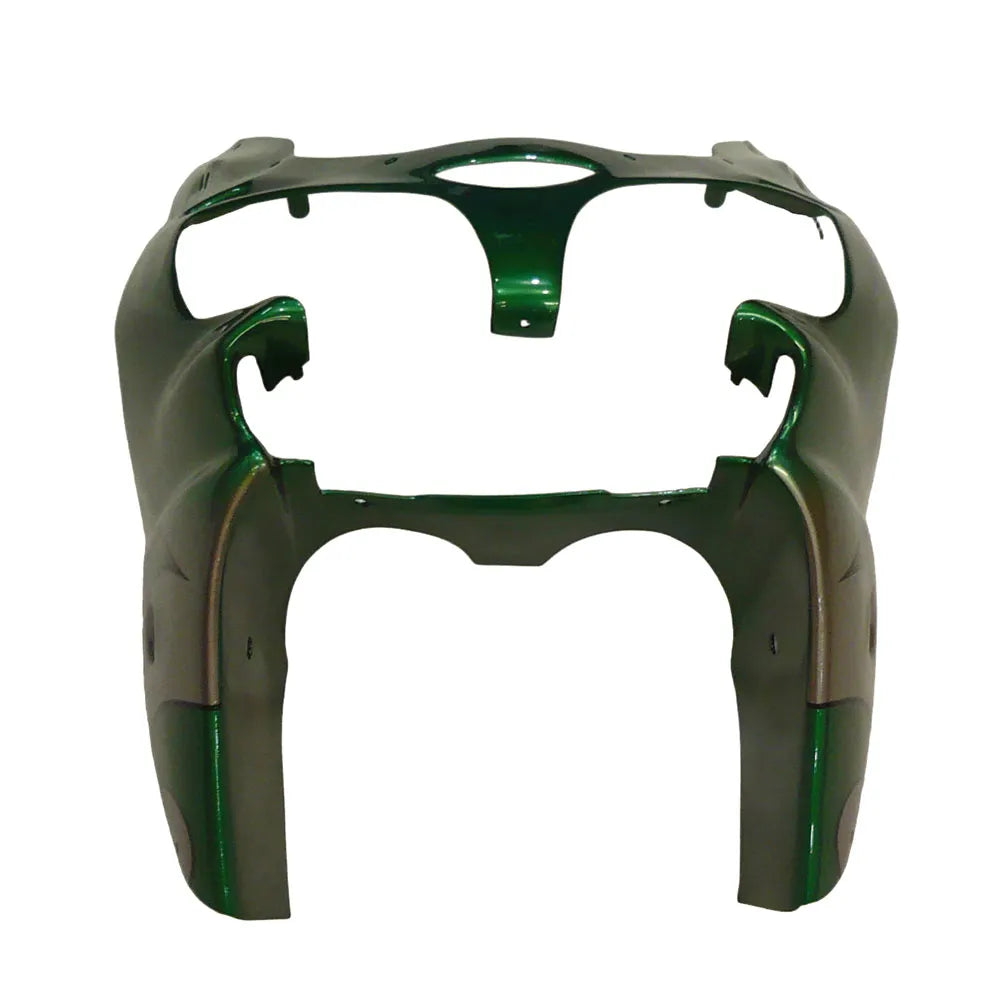 Kawasaki ZX-9R 2000-2001 Silver Pearl Green Flame fairing kit component detail without logos-image 1