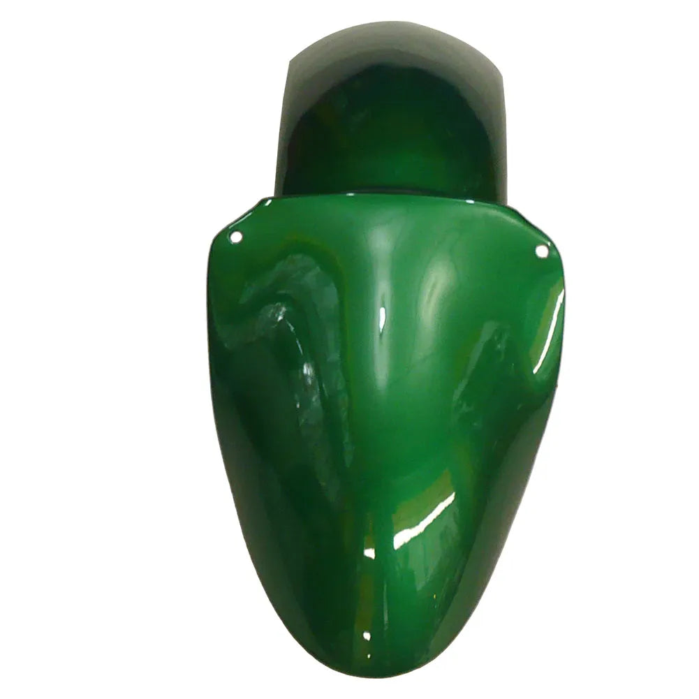 Kawasaki ZX-9R 2000-2001 Silver Pearl Green Flame front nose fairing with lower cowl without logos