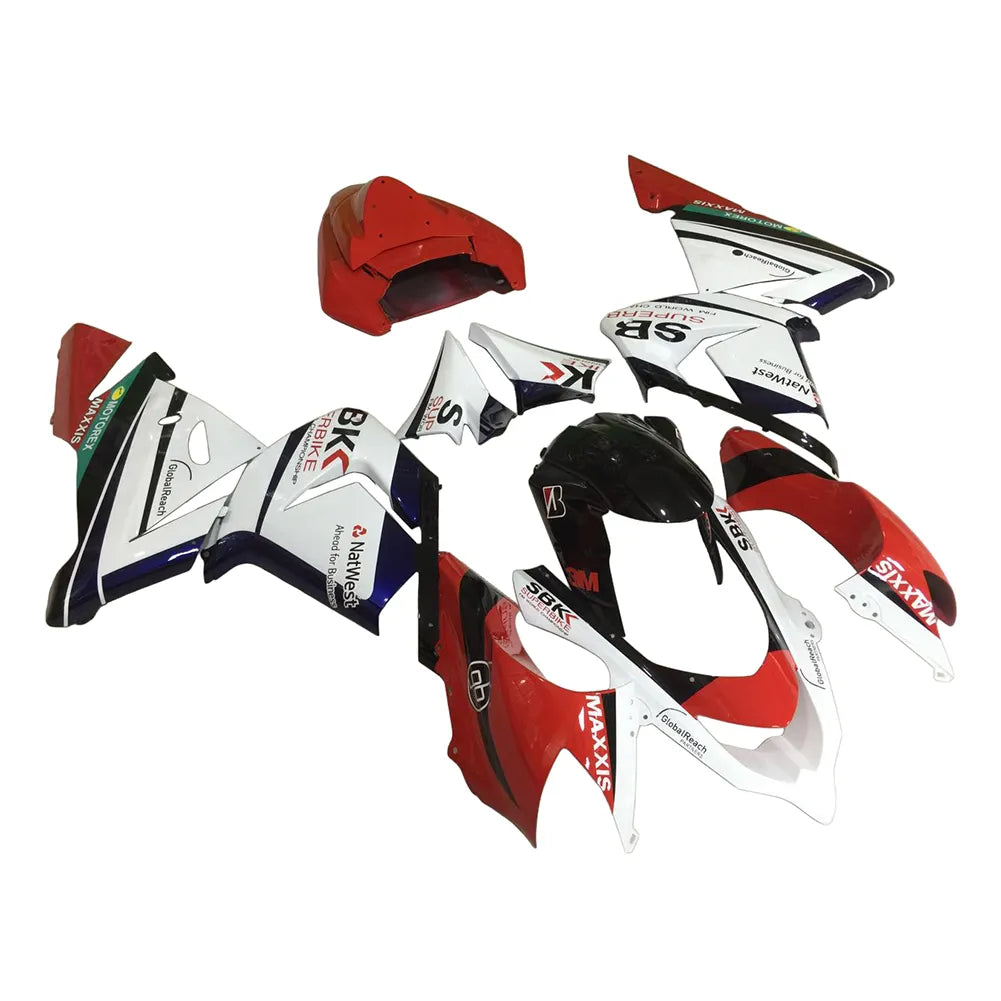 Kawasaki ZX-10R 2004-2005 Red White Black fairing kit side layout without logos-image 1