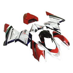 Kawasaki ZX-10R 2004-2005 Red White Black fairing kit side layout without logos-image 1
