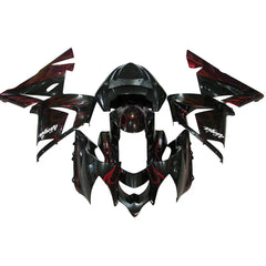 Kawasaki ZX-10R 2004-2005 Red Flame fairing kit side layout without logos-image 1