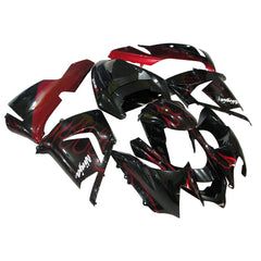 Kawasaki ZX-10R 2004-2005 Red Flame fairing kit side layout without logos-image 2