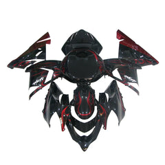 Kawasaki ZX-10R 2004-2005 Red Flame full fairing kit front layout without logos