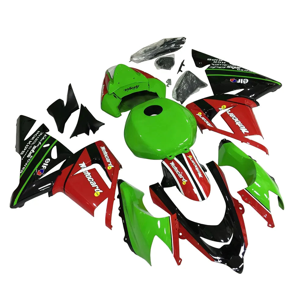 Kawasaki ZX-10R 2004-2005 Red Green Black No. 21 Edition front nose fairing without logos