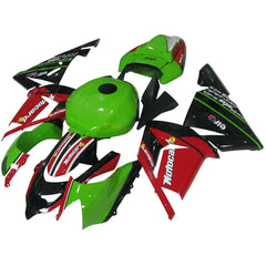 Kawasaki ZX-10R 2004-2005 Red Green Black No. 21 Edition full fairing kit component layout without logos