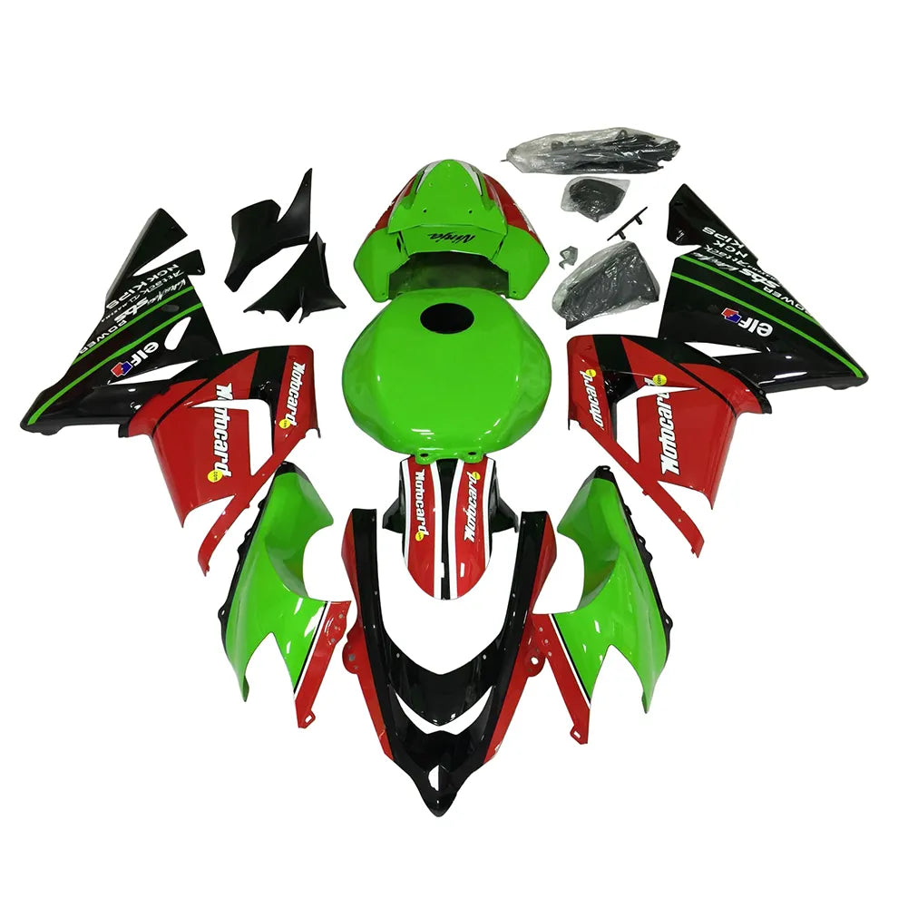 Kawasaki ZX-10R 2004-2005 Red Green Black No. 21 Edition right side fairing panel without logos