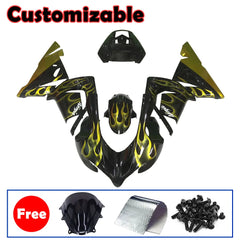 Kawasaki ZX-10R 2004-2005 Gold Flame Style A full fairing kit with accessories without logos
