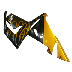 Kawasaki ZX-10R 2004-2005 Gold Flame Style B fairing kit component detail without logos-image 1