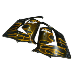 Kawasaki ZX-10R 2004-2005 Gold Flame Style B fairing kit component detail without logos-image 4