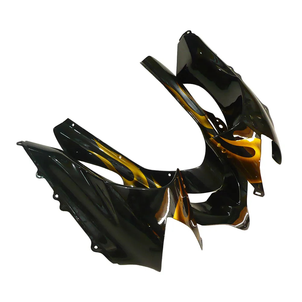 Kawasaki ZX-10R 2004-2005 Gold Flame Style B fairing kit component detail without logos-image 5
