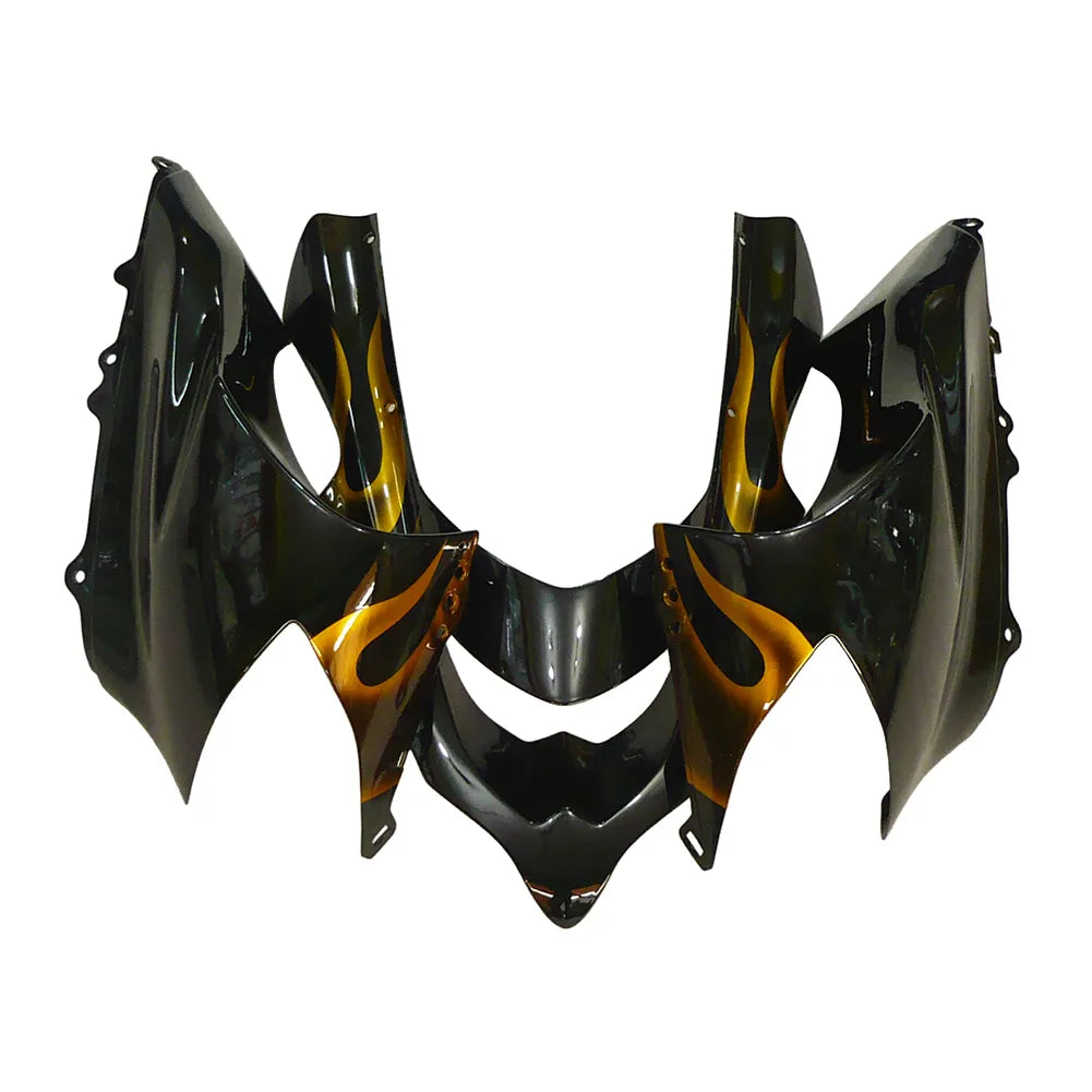 Kawasaki ZX-10R 2004-2005 Gold Flame Style B fairing kit component detail without logos-image 6