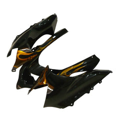 Kawasaki ZX-10R 2004-2005 Gold Flame Style B fairing kit component detail without logos-image 7